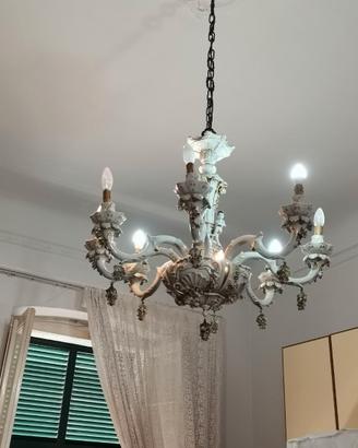 Lampadario decorato porcellana Capodimonte