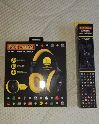 Set cuffie più tappetino mouse pac man