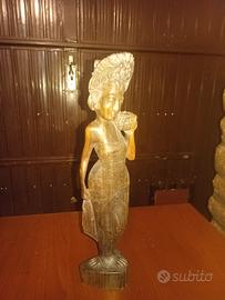 STATUETTA BALINESE Donna vintage antica Bali Indù 