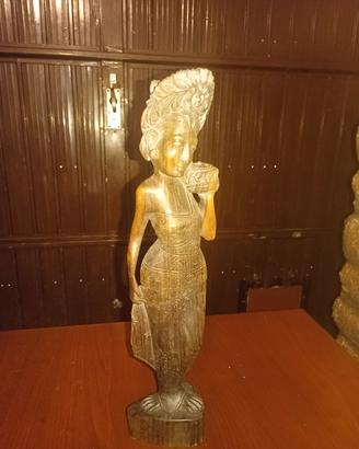 STATUETTA BALINESE Donna vintage antica Bali Indù 