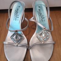 Sandalo argento con strass n.38 tacco 8