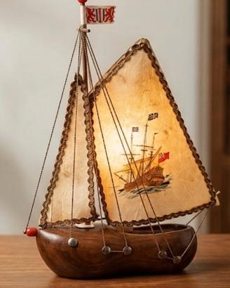 Lampada Vintage anni '50/'60 a forma di Veliero / 