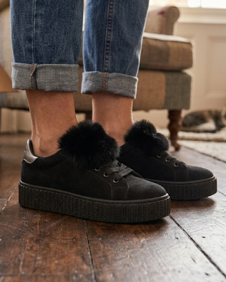 Sneakers Platform Estrada sport nere con pelliccia