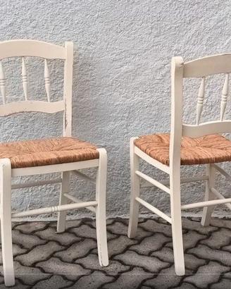 SEDIE LEGNO BIANCHE SHABBY