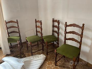 Set 4 sedie in legno e velluto