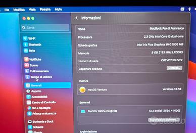 Macbook pro anno 2017