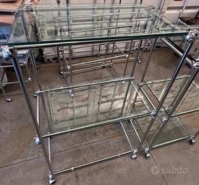 SCAFFALI IN ACCIAIO E MESOLE IN VETRO