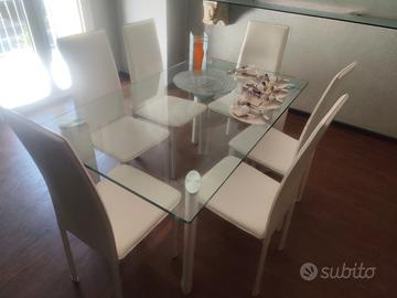 tavolo pranzo vetro con 6 sedie