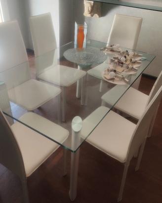 tavolo pranzo vetro con 6 sedie