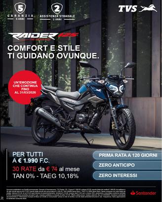 TVS MOTOR RAIDER 125 IN PROMO FINO AL 31/03/2026 R