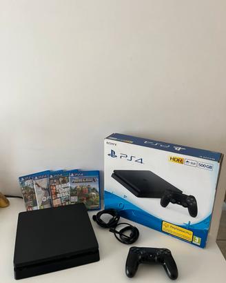 PS4 SLIM 500 GB + CONTROLLER + 4 GIOCHI