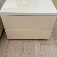 Coppia comodini bianco panna laccato lucido 2 cass