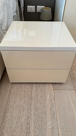 Coppia comodini bianco panna laccato lucido 2 cass