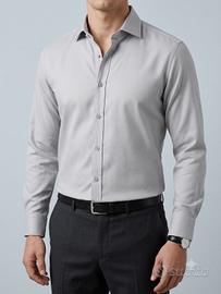 Camicia grigia Clayton XL 100% cotone elegante