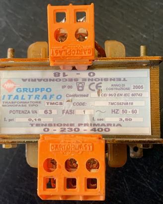 Trasformatore italtrafo monofase tmcs63va18 63va