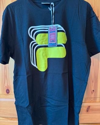 T-shirt FILA nera con logo verde fluo taglia M
