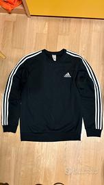 Felpa Adidas Girocollo Nera con Tre Strisce - M