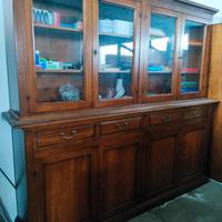 CREDENZA CON ALZATA IN NOCE 8 PORTE 4 CASSETTI