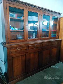 CREDENZA CON ALZATA IN NOCE 8 PORTE 4 CASSETTI