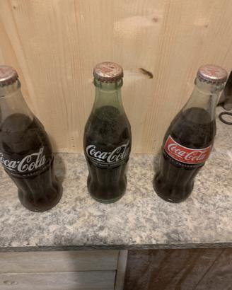 Tris bottiglie vetro Coca-cola