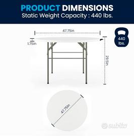 Flash Furniture Tavolo Pieghevole in plastica 