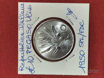 Lire 10 Pegaso Ulivo 1950 SPL/fdc