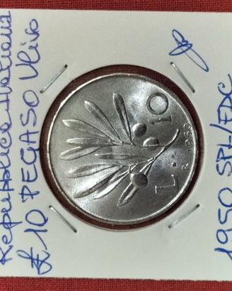 Lire 10 Pegaso Ulivo 1950 SPL/fdc