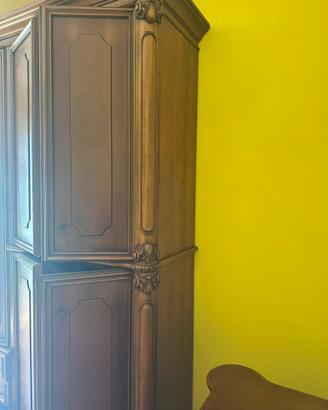 Armadio 6 Ante Classico Legno Noce 3 Cassetti