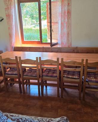 Tavolo da taverna 3.30 mt  + 7 sedie + 3 cassapanc