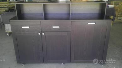 bancone bar nero wenghè cassetti anta ribalta ruot