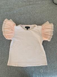 T shirt bambina con maniche in tulle