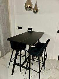 Tavolo pranzo stile bar + sgabelli (set completo)