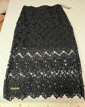 Gonna pizzo nera longuette