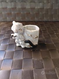 Portacandele Orsetto Ceramica Japan Oro Bianco