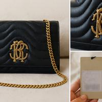 Borsa Roberto Cavalli Mirror Snake nera trapuntata