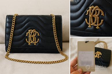 Borsa Roberto Cavalli Mirror Snake nera trapuntata