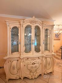 Cristalliera+Credenza Barocca Avorio Oro Fiori