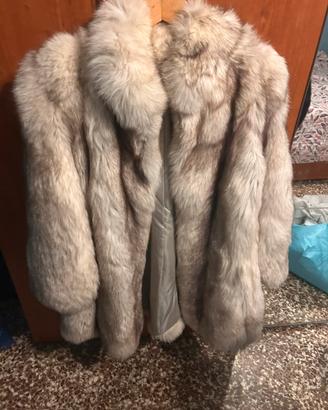 cappotto donna con vera pelliccia di volpe artica