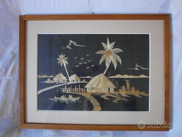 Quadro in Bambù e Paglia - Cornice e vetro - 44x34