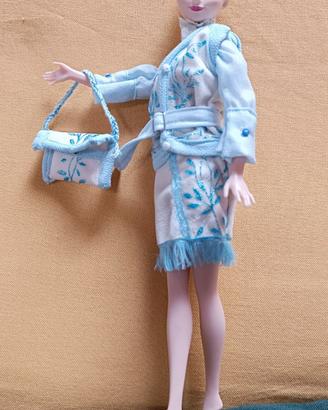 Vestito Barbie fatto a mano colore azzurro/bianco