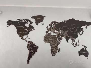 Planisfero da parete colore Ardesia - misure 250xh