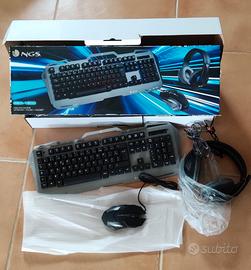 Kit Gaming Tastiera francese+Mouse+Cuffie mic