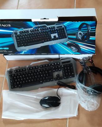 Kit Gaming Tastiera francese+Mouse+Cuffie mic