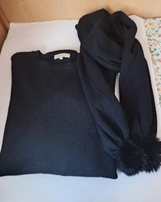Set 2pz maglia nera e sciarpa abbinata Ved.descriz