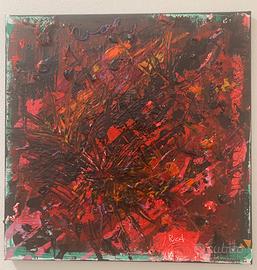 Dipinto astratto Red di A.Cacace 40x40 cm