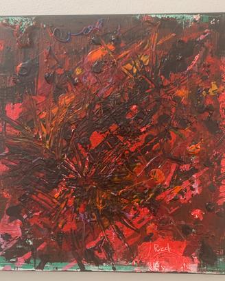 Dipinto astratto Red di A.Cacace 40x40 cm