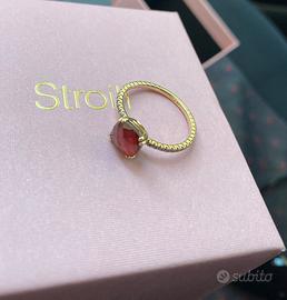 Anello solitario in oro giallo 9 carati