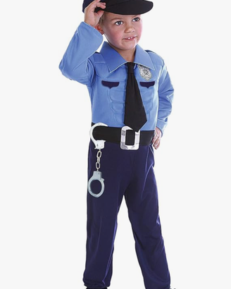 Costume carnevale Poliziotto con muscoli imbottiti