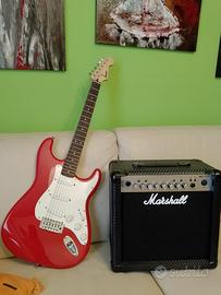 Fender Squier Strat + amplificatore Marshall