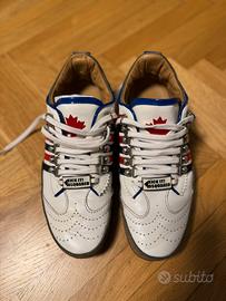 Dsquared2 sneakers scarpe bianca rosso/blu vintage